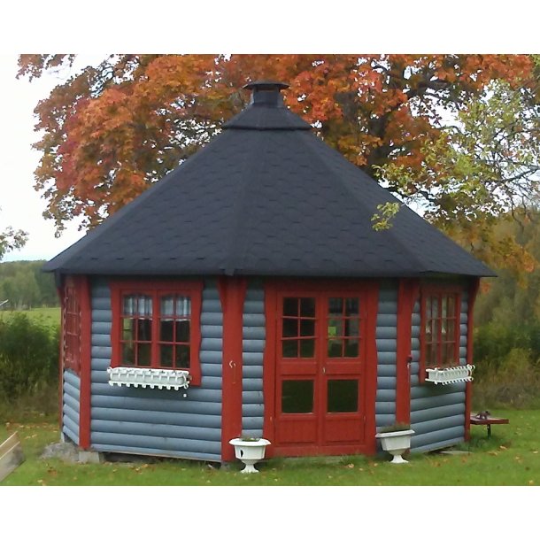 Lysthus C 17 kvm, med 200 cm veggh�yde, grill / pipe