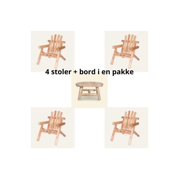 M�belpakke LOG (4 stoler + bord)