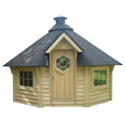 Komfort 10 kvm, 150 cm vegghyde. Med Grill, Pipe, Gulv, Benker