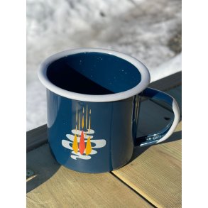 8 stk Emaljert kopp, Bl� med motiv, 35 ml