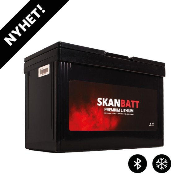 SKANBATT Premium Lithium - 12V 100Ah 100A BMS - 306x172x212mm - Bluetooth - Heat - 8 �rs garanti